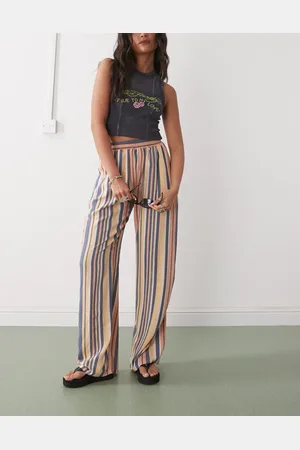 Reclaimed Linen look pull on trouser in stripe