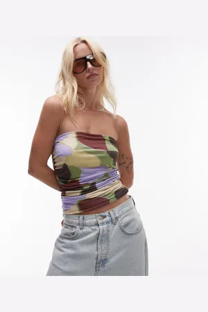 Topshop Microfibre abstract print bandeau in