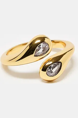 Accessorize Z adjustable sparkle cross over ring in plated