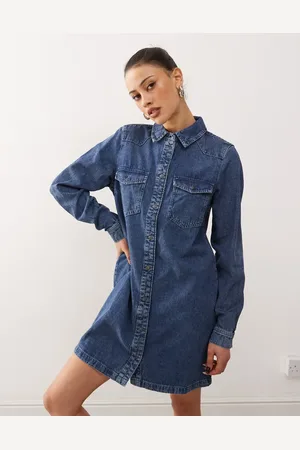 Noisy May Long sleeve denim dress in mid
