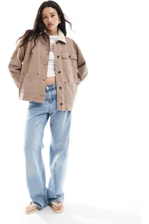 ASOS Clean cord collar jacket in mushroom