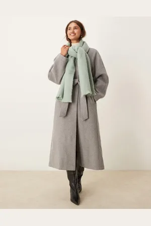 ASOS Wool mix scarf with frayed edge in green