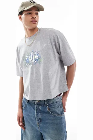 ASOS Cropped oversized t-shirt with floral graphic in marl