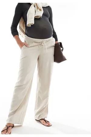 VERO MODA Linen blend tapered trousers in stone