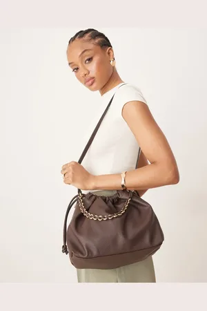 Accessorize Drawstring small shoulder bag in chocolate