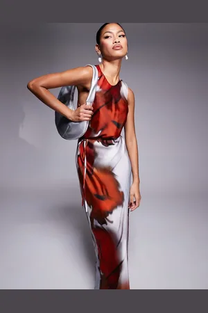 River Island Floral printed slip midi dress in