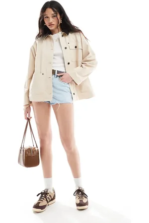 ASOS Clean cord collar jacket in stone