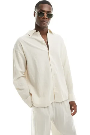 JACK & JONES Crinkle long sleeved shirt in beige