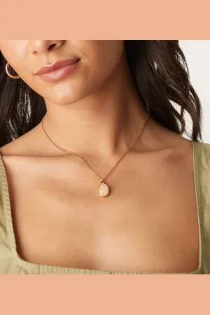 LOST SOULS Pink stone necklace in 18ct plated stainless steel