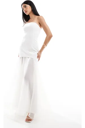 Six Stories Bridal strapless chiffon maxi dress in soft