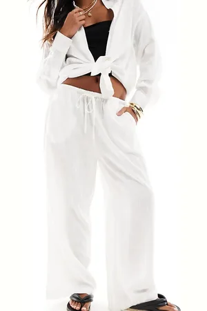 ASOS ASOS DESIGN Petite pull on trouser with linen in