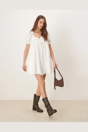 Free People Sandy shores babydoll mini dress in ivory