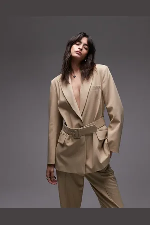 ASOS Belted oversized blazer in light camel
