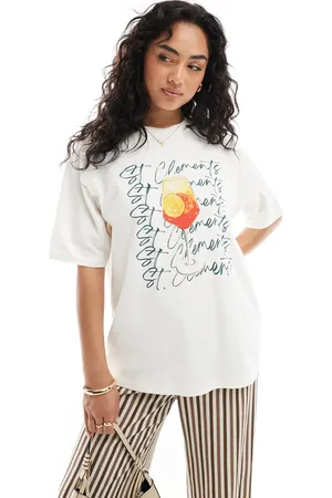 JJXX Oversize t-shirt with st. clements print in cream
