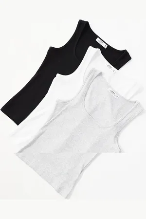 Cotton On Cotton On 3 pack byron scoop tank in black white and grey