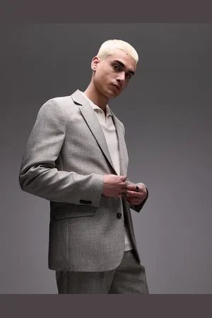 Topman Relaxed textured suit jacket in stone