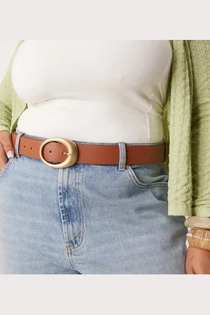 ASOS ASOS DESIGN Curve oval buckle jeans belt in tan