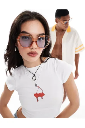 Aire Meteor hexagonal sunglasses in peach with mint lens