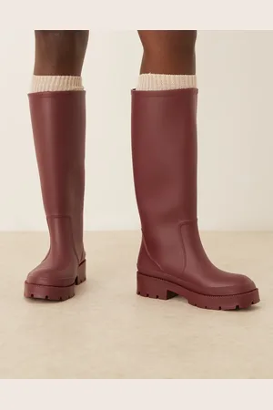 ASOS Ginny welly boots in burgundy