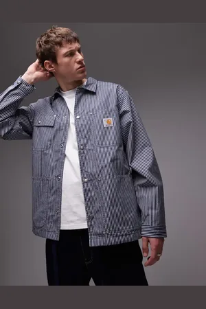 Carhartt Notus stripe coach jacket in blue