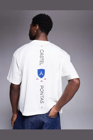 ASOS Boxy oversized t-shirt with text graphics in