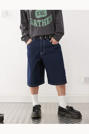 COLLUSION Denim skater jorts with contrast stitch in rinsewash