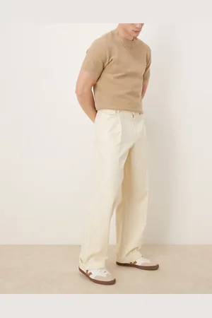 ASOS Smart wide leg cotton chino trousers with front pleat in