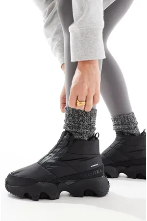sorel Kinetic Impact Puffy Zip WP waterproof puffer snow boots in and sea salt