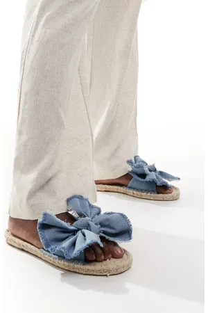 ASOS Jem bow espadrille mule sandals in denim