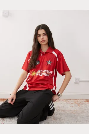 Obey Short sleeve logo football polo jersey in