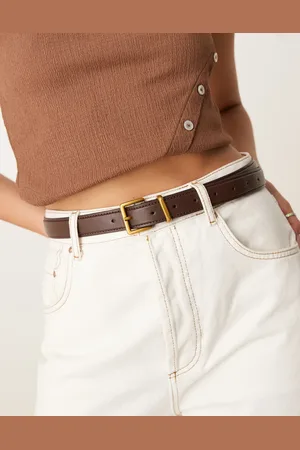 ASOS Waist and hip belt with square buckle in chocolate
