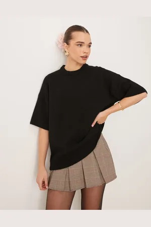 Gina Tricot Short sleeve knitted oversized sweater in