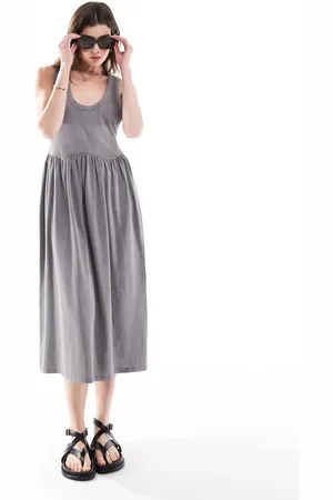 ASOS Scoop neck smock midi dress in washed