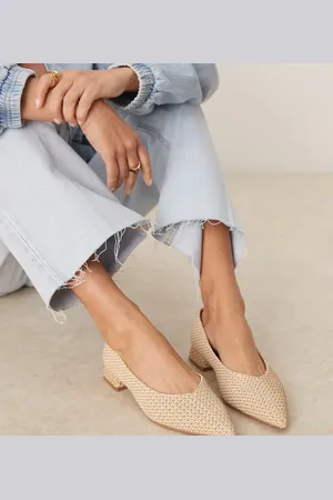 ASOS Wide Fit Lavinia pointed ballets in natural fabrication