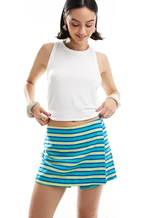 ASOS Wrap skort in blue & green stripe