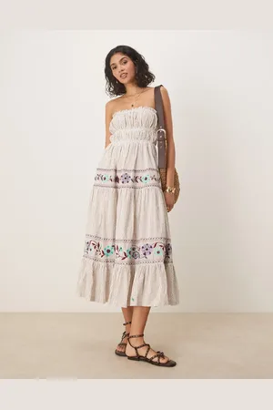 Free People Kalani striped bandeau maxi dress in ivory