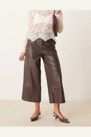 New Look Wide leg leather-look culottes in dark