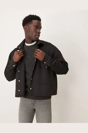 ASOS Oversized boxy scuba shacket in black