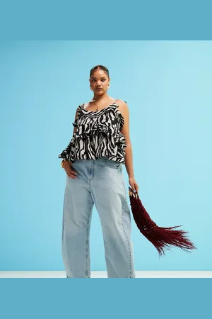 ASOS ASOS DESIGN Curve ruffle cami top with tie straps in zebra print