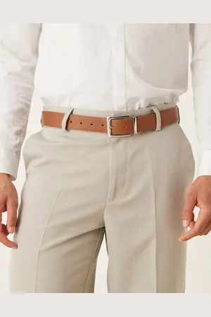 ASOS Smart reversible belt in tan and navy with silver buckle