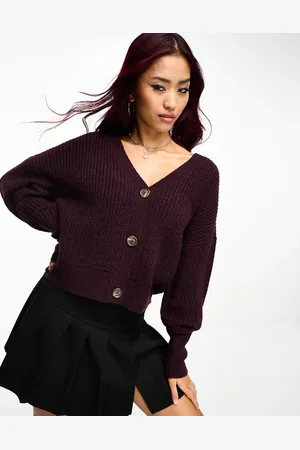 VERO MODA Button through cardigan in burgundy