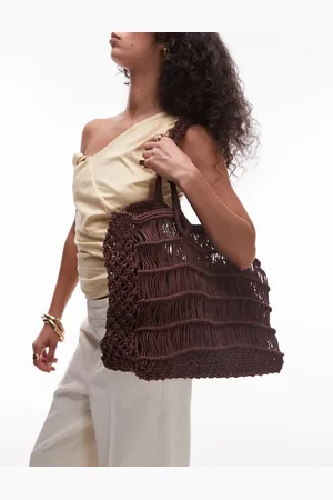 Topshop Gerry grab weave bag in chocolate