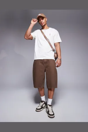Bershka Baggy denim short in chocolate