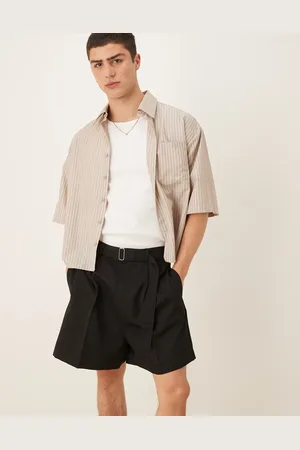 ASOS Smart wide longline shorts with front pleat and belt detail in