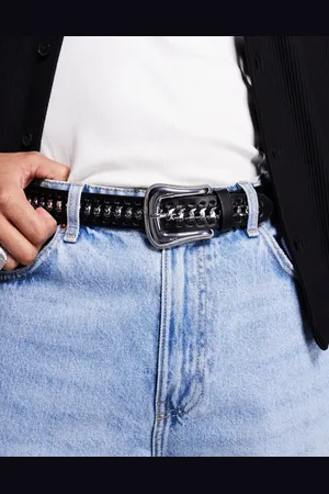 ASOS Chain whipstitch belt in faux leather