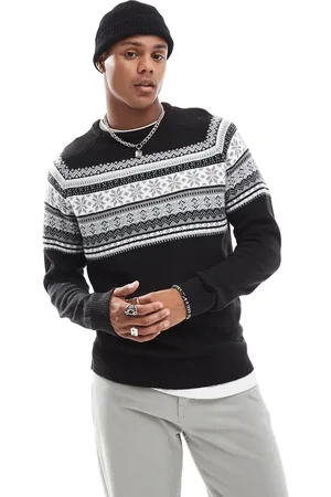 Brave Soul Fairisle jumper in and white design