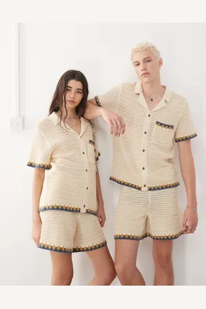 Reclaimed Unisex knitted shirt in with trim co-ord