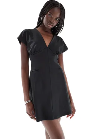 ASOS Short sleeve plunge seam detail mini dress in