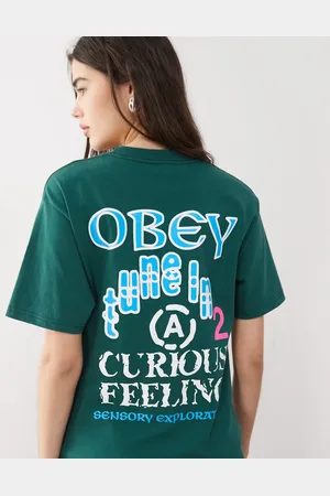 Obey Sensory graphic logo t-shirt with back print in dark