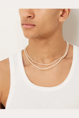 ASOS Faux freshwater pearl necklace with gold spacer beads in